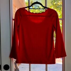 Kate Spade scallop trim 3/4 sleeve shirt